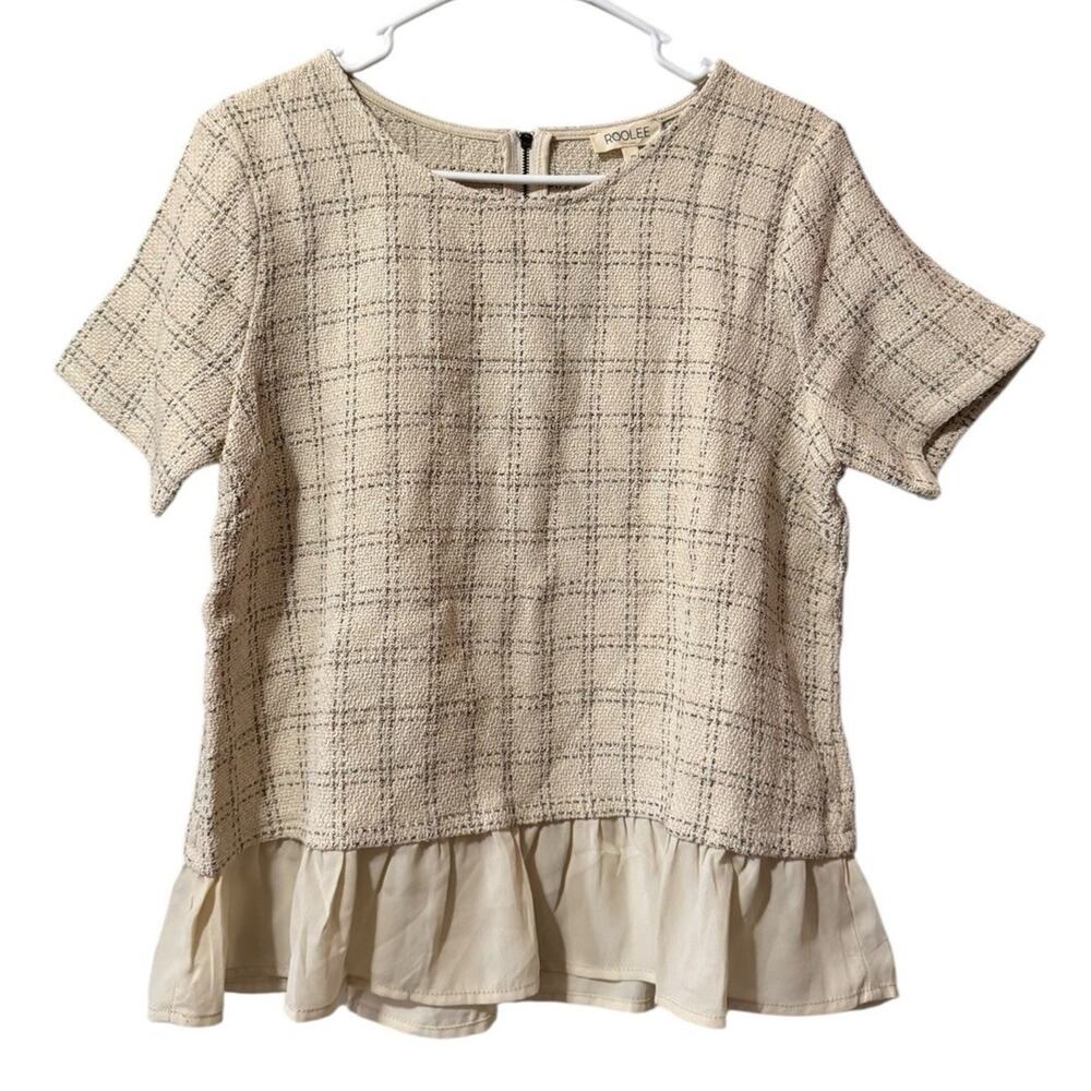 Roolee‎ Shirt Women Large Short Sleeve Tiered Top Blouse Peasant Cottagecore NWT